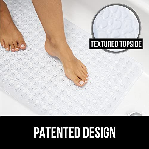 The Original Gorilla Grip Patented Shower And Bathtub Mat, 35X16, Long Bath Tub Floor Mats With Suction Cups And Drainage Holes, Machine Washable And Soft On Feet, Bathroom And Spa Accessories, Clear