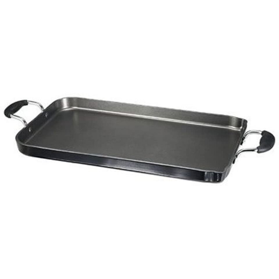 T-Fal A92114  C4061484 Specialty Nonstick Dishwasher Safe 18-Inch X 11-Inch Double Burner Family Griddle Cookware, 18-Inch, Black -