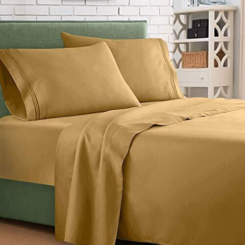 Clara Clark Supreme 1500 Collection 4Pc Bed Sheet Set - Queen Size, Camel Gold, Woot_15_Sht-Q-Camel