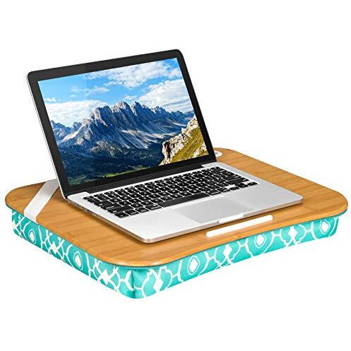 Lapgear Xl Designer Lap Desk With Phone Holder And Device Ledge - Aqua Trellis - Fits Up To 17.3 Inch Laptops - Style No. 45512