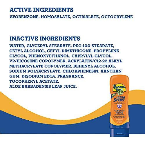 Banana Boat Sport Ultra Spf 15 Sunscreen Lotion, 8Oz  Banana Boat Sunscreen Spf 15 Lotion, Oxybenzone Free Sunscreen, Sunblock Lotion Sunscreen, Banana Boat Lotion Spf 15, 8Oz