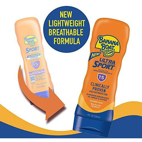 Banana Boat Sport Ultra Spf 15 Sunscreen Lotion, 8Oz  Banana Boat Sunscreen Spf 15 Lotion, Oxybenzone Free Sunscreen, Sunblock Lotion Sunscreen, Banana Boat Lotion Spf 15, 8Oz