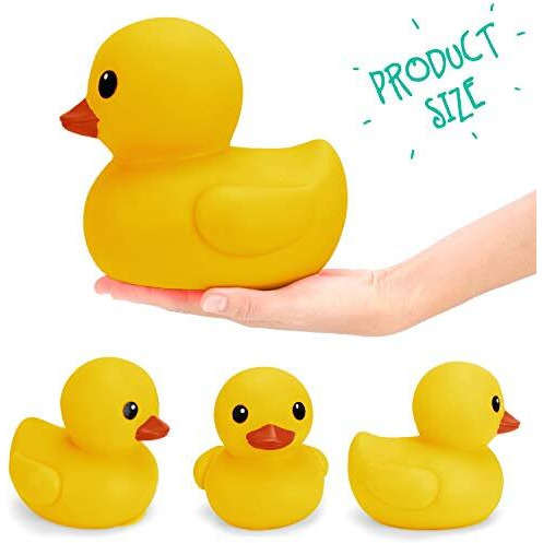 Jumbo Rubber Duck Bath Toy - Giant Ducks Big Duckie Baby Shower Birthday Party Favors 8-Inches (Yellow)
