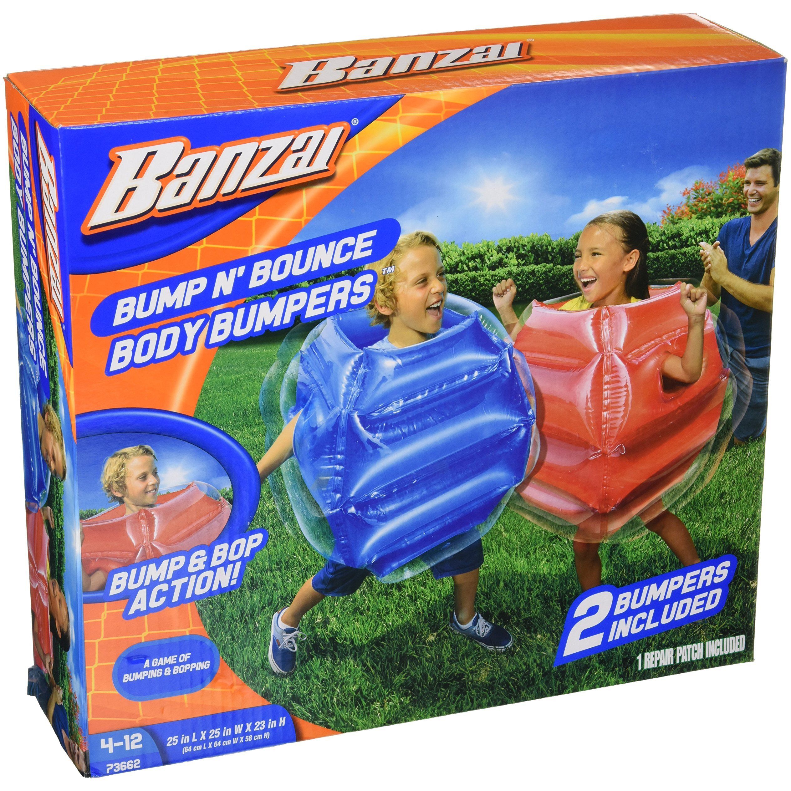 Banzai Bump N' Bounce Body Bumpers, A Game Of Bumping & Bopping, 2 Bumpers Included In Red & Blue, Fun & Safe Cushion Inflatable Surface, For Ages 4 And Up