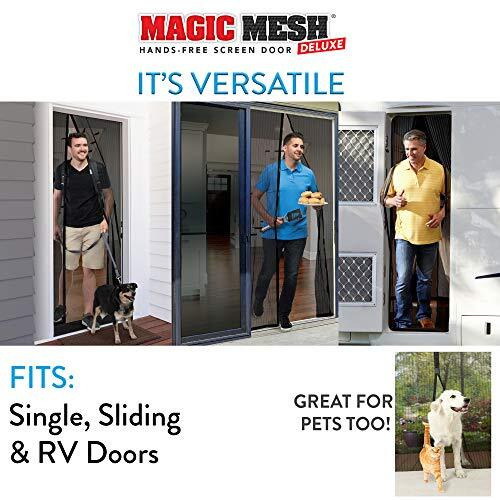 Magic Mesh Deluxe- Black- Hands Free Magnetic Screen Door, Mesh Curtain Keeps Bugs Out, Frame Hook & Loop, Hands Free, Pet & Kid Friendly- Fits Doors Up To 39 X 83 Inches