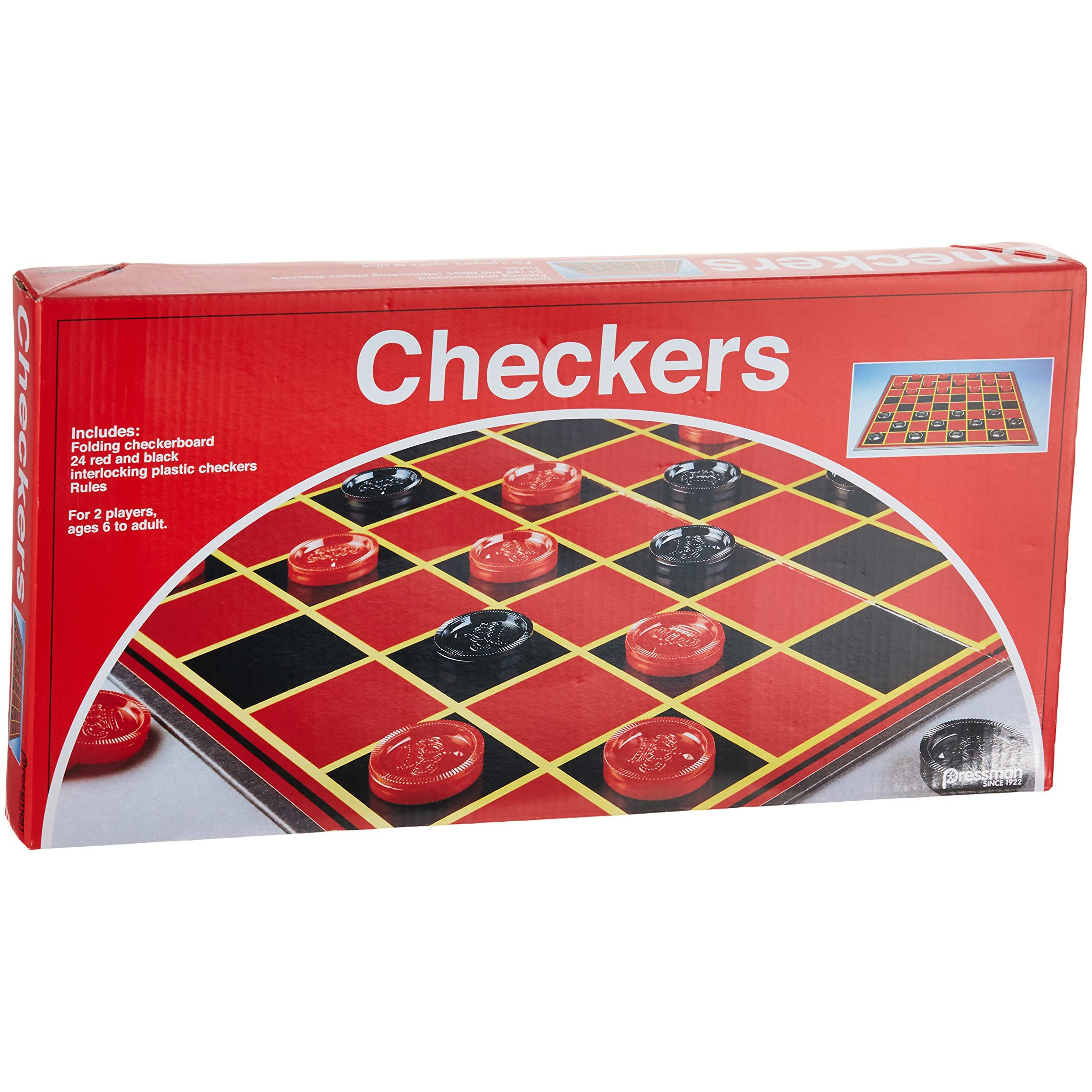 Pressman Checkers -- Classic Game With Folding Board And Interlocking Checkers, 2 Players