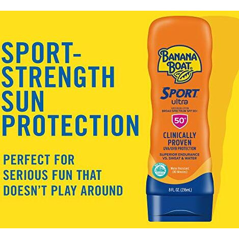 Banana Boat Sport Ultra Spf 50 Sunscreen Lotion, 8Oz  Banana Boat Sunscreen Spf 50 Lotion, Oxybenzone Free Sunscreen, Sunblock Lotion, Banana Boat Lotion, Water Resistant Sunscreen Spf 50, 8Oz