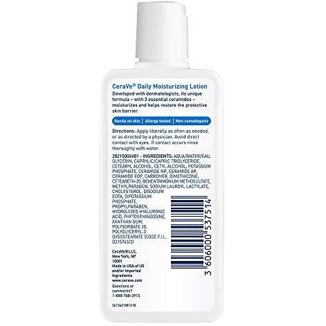 Cerave Daily Moisturizing Lotion  3 Ounce  Face & Body Lotion For Dry Skin With Hyaluronic Acid  Fragrance Free