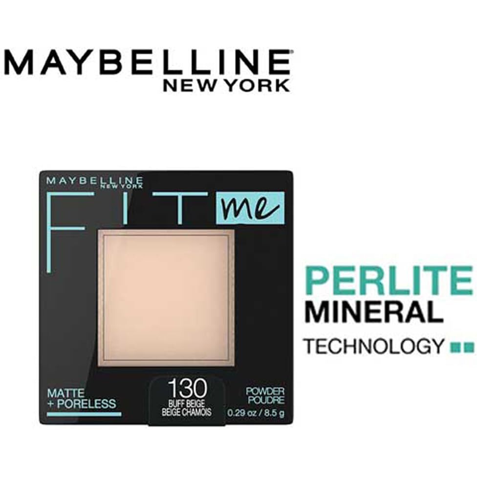 Maybelline Fit Me Matte + Poreless Pressed Face Powder Makeup & Setting Powder, Buff Beige, 1 Count