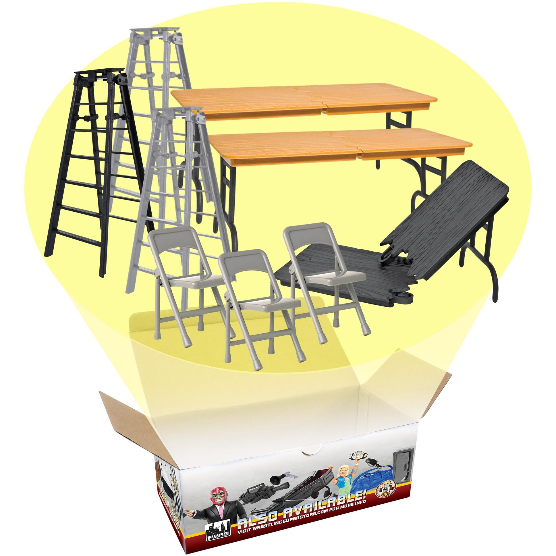Tables, Ladders & Chairs Match Accessory Set For Wrestling Action Figures