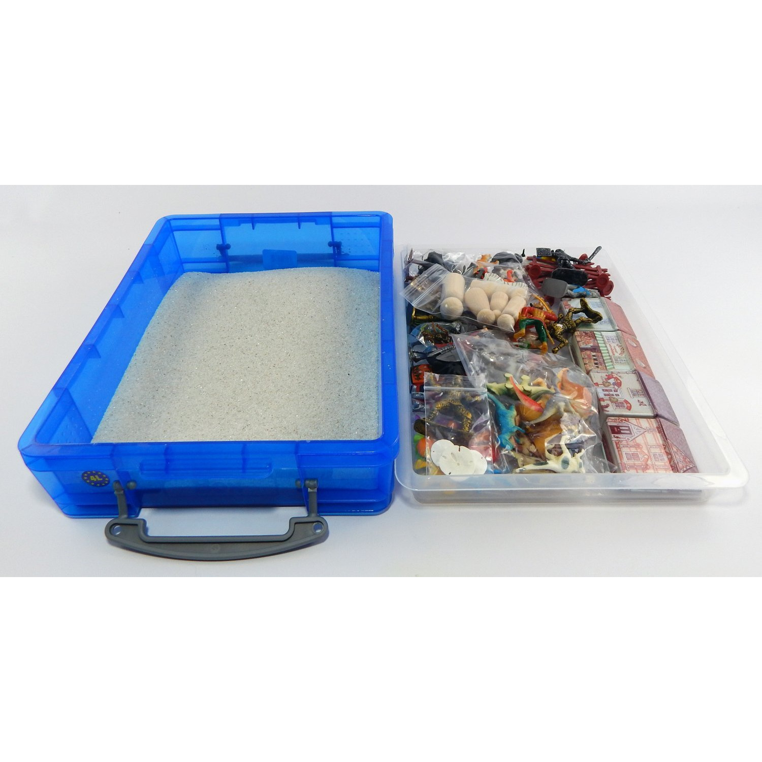 Play Therapy Sand Tray Basic Portable Starter Kit With Tray, Sand, And Miniatures