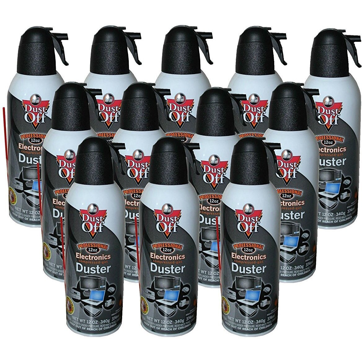 Falcon Dust-Off Professional Electronics Compressed Air Duster, 12 Oz (12 Pack)