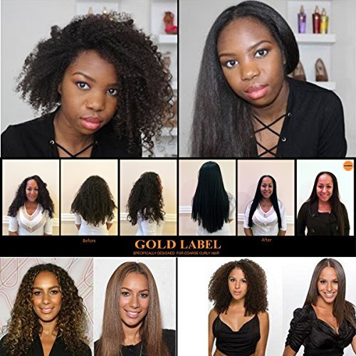 Brazilian Gold Label Professional Keratin Blowout Treatment Super Enhanced Formula Specifically Designed For Coarse Curly Black, African, Dominican And Brazilian Hair Types 240Ml
