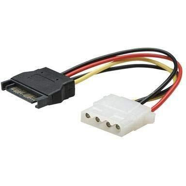 Manhattan 6"" 4-Pin Molex Female To 15-Pin Sata Male Power Cable