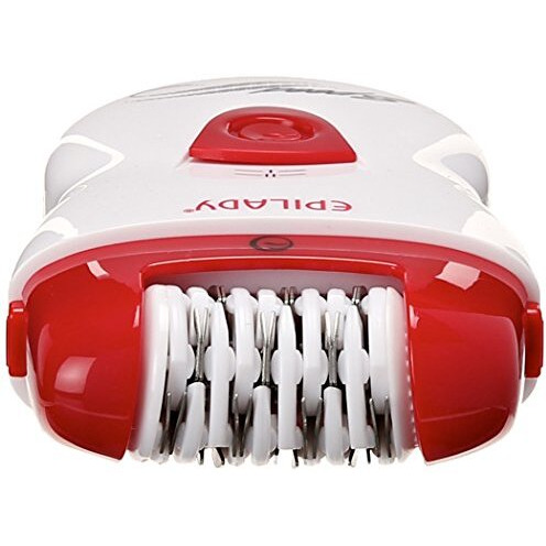 Epilady Speed Corded Epilator - Hair Removal Epilator For Women And Men, Hair Remover For Arms, Legs, Underarms, Bikini Area, And Face, Two Speeds, White/Red