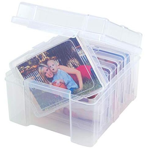 Advantus Photo Keeper Box With 6 Individual Clear Photo Cases, Holds Up To 600 Photos, Embellishment And Craft Storage Containers, 61989
