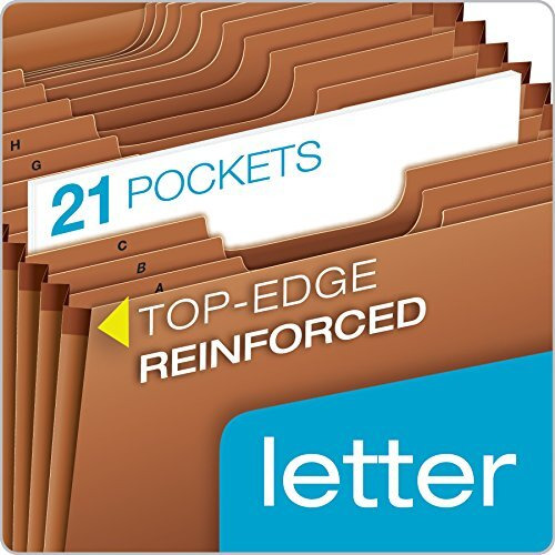 Globe-Weis Pfxr217Ahd /Pendaflex Heavy Duty Expanding File, Open Top, 21 Pockets, A-Z, 1/3 Cut Tabs, Letter Size, Brown (R217Ahd)