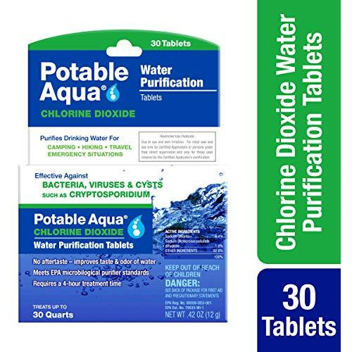 Potable Aqua Chlorine Dioxide Water Purification Tablets - 30 Count