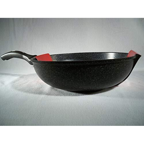 Ceramic Marble Coated Cast Aluminium Non Stick Wok 30 Cm (12 Inches)
