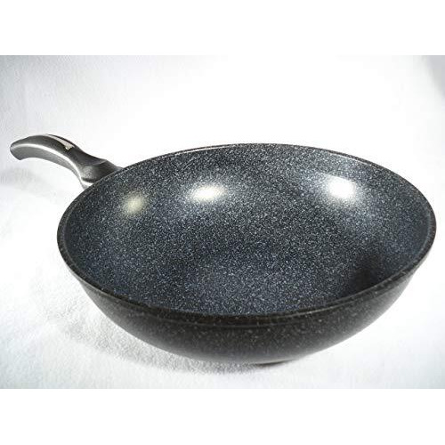 Ceramic Marble Coated Cast Aluminium Non Stick Wok 30 Cm (12 Inches)