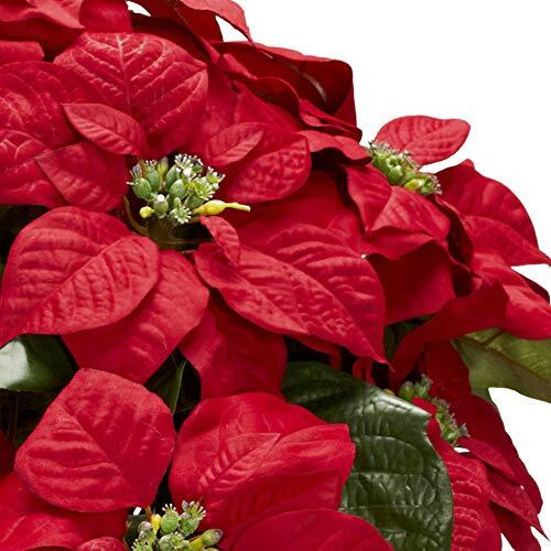 Poinsettia W/Metal Planter Silk Flower Arrangement
