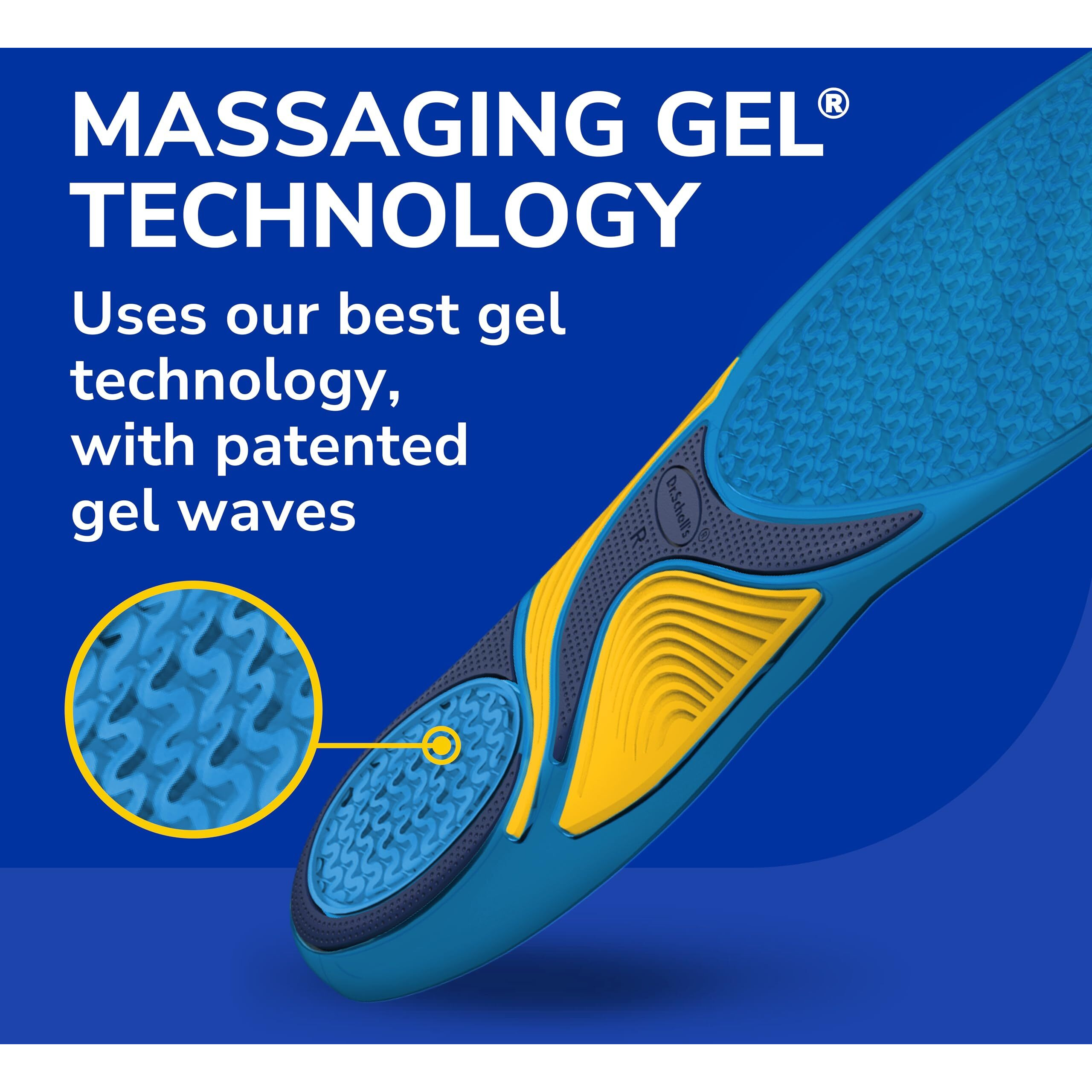Dr. Scholls Energizing Comfort Mens Everyday Insoles With Massaging Gel - Clinically Proven, All-Day Energy And Comfort Inserts With Patented Triple Gel Design - Shock Absorbing, Arch Support
