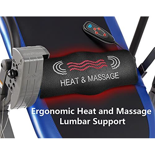 Innova Health And Fitness Itm4800 Advanced Heat And Massage Inversion Table,Black/ Blue / Gray