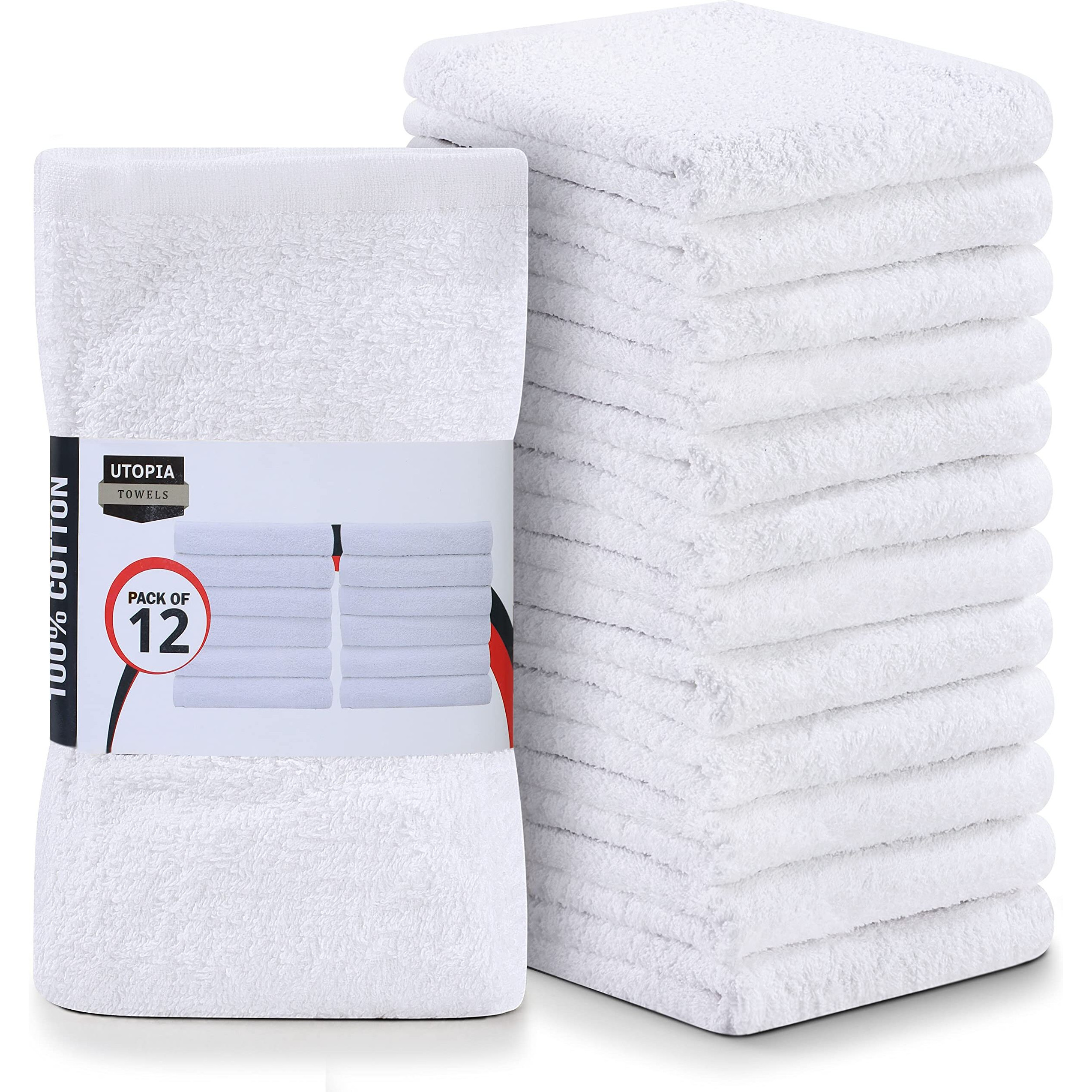 Utopia Towels Kitchen Bar Mops Towels, Pack Of 12 Towels - 16 X 19 Inches, 100% Cotton Super Absorbent White Bar Towels, Multi-Purpose Cleaning Towels For Home And Kitchen Bars