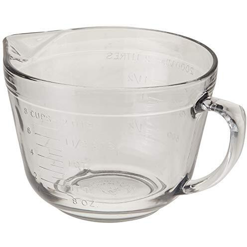 Anchor Hocking Batter Bowl, 2 Quart Glass Mixing Bowl With Red Lid