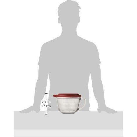Anchor Hocking Batter Bowl, 2 Quart Glass Mixing Bowl With Red Lid