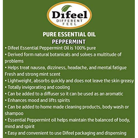 Difeel Essential Oils 100% Pure Peppermint Oil 1 Ounce