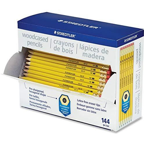 Staedtler Yellow School Pencils, Pre-Sharpened Hb/2, Wood Pencils With Eraser, 144Ct Class Pack, 13247C144A