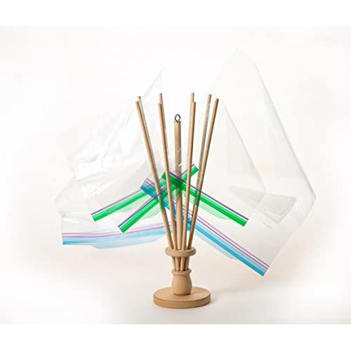 Floworks Design Plastic Bag And Bottle Dryer - Patented Multi-Purpose Drying Rack Saves Money And The Planet Folds For Easy Storage