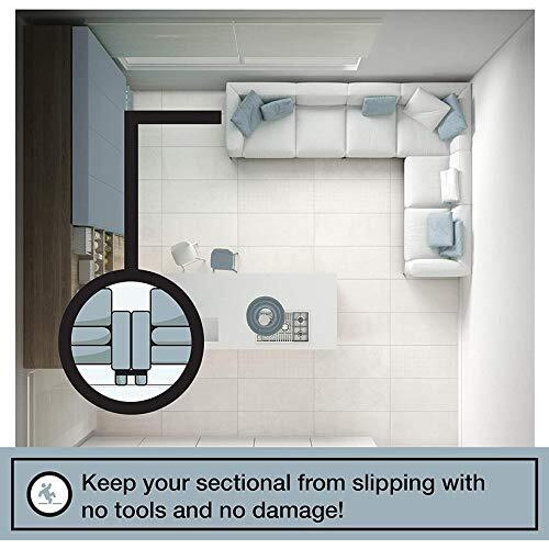 Couch Clamp Sectional Connectors For Sliding Sofas - Prevent Floor Scratches And Big Gaps In Your Couch With No Tools Or Invasive Install - 4 Pack (For 3 Piece Sofa) (Original)