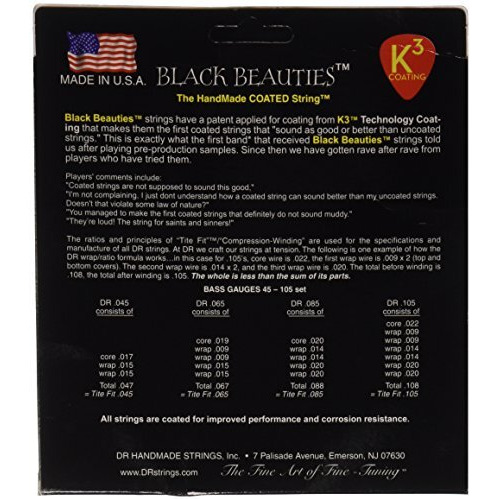Dr Strings Black Beauties Bass Guitar Strings (Bkb-40)