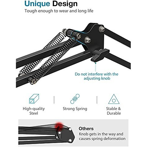 Innogear Microphone Arm, Upgraded Mic Arm Microphone Stand Boom Suspension Stand With 3/8"" To 5/8"" Screw Adapter Clip For Blue Yeti Snowball, Yeti Nano, Yeti X And Other Mic, Medium
