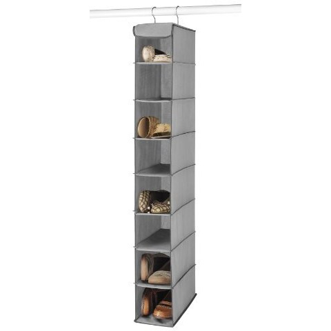 Whitmor Hanging Shoe Shelves - 8 Section - Closet Organizer - Grey
