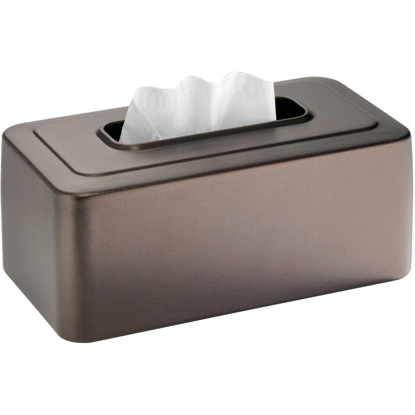 Idesign Olivia Tissue Box Cover Rectangle Boutique Box For Bathroom, Bedroom, Living Room, Bronze