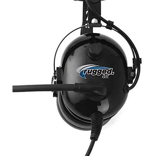 Rugged Air Ra200 General Aviation Headset For Student Pilots - Features Passive Noise Reduction Adjustable Headband Full Flex Mic Boom And Headset Bag