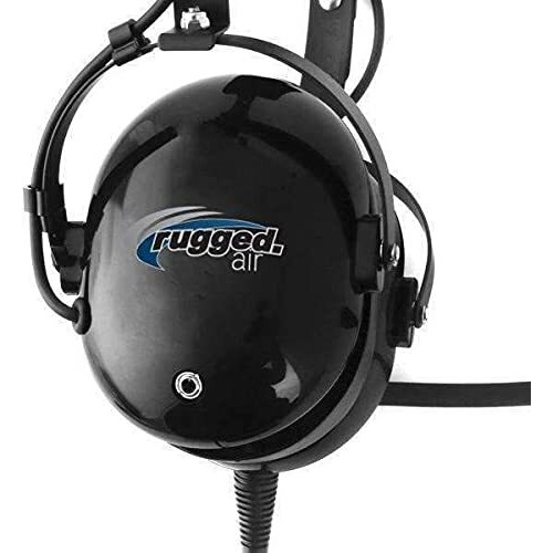 Rugged Air Ra200 General Aviation Headset For Student Pilots - Features Passive Noise Reduction Adjustable Headband Full Flex Mic Boom And Headset Bag