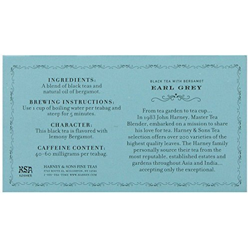 Harney & Sons Earl Grey Tea - 50 Individually Wrapped Tea Bags - Black Tea With Bergamot