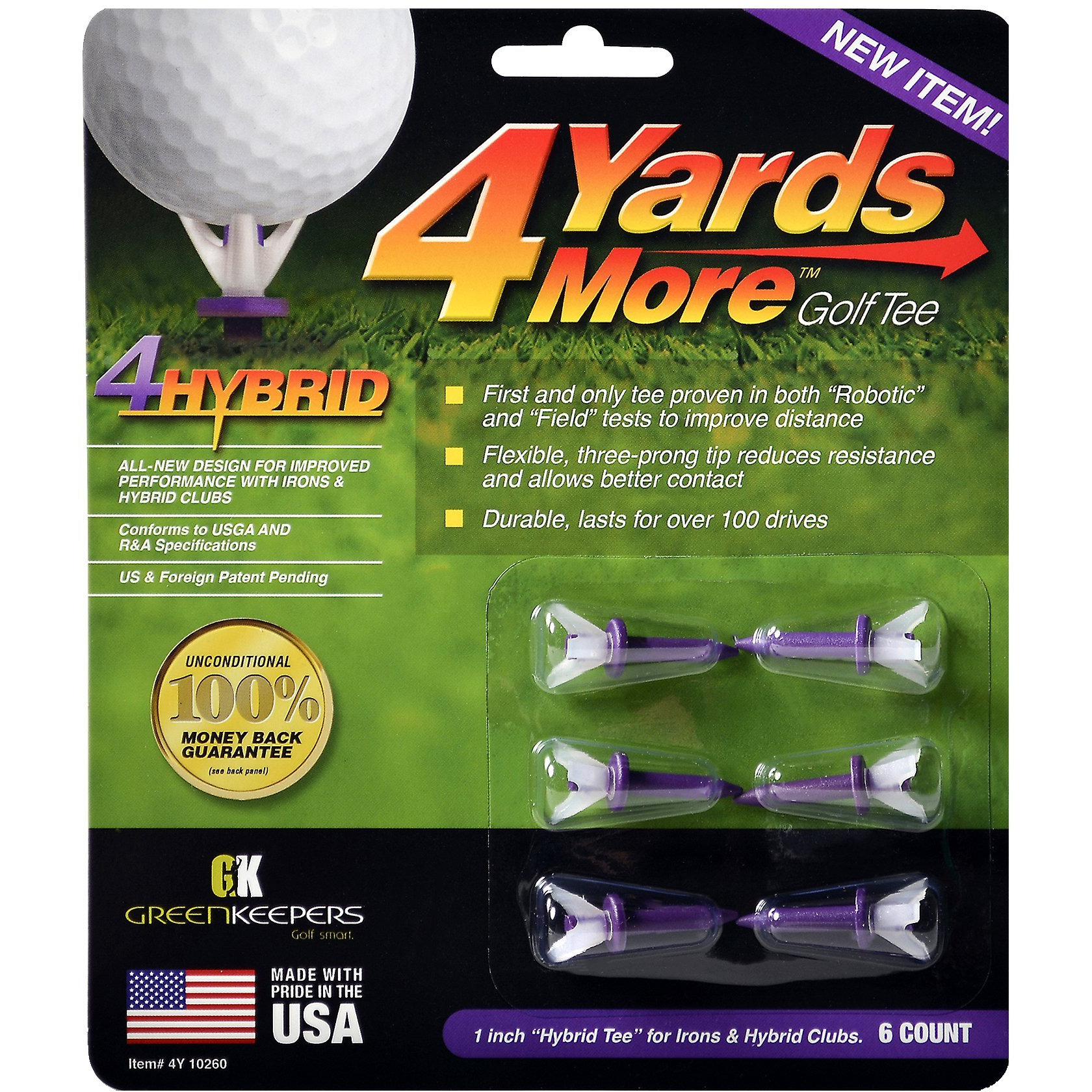 Greenkeepers 4 Hybrid Golf Tee , Purple , 1""