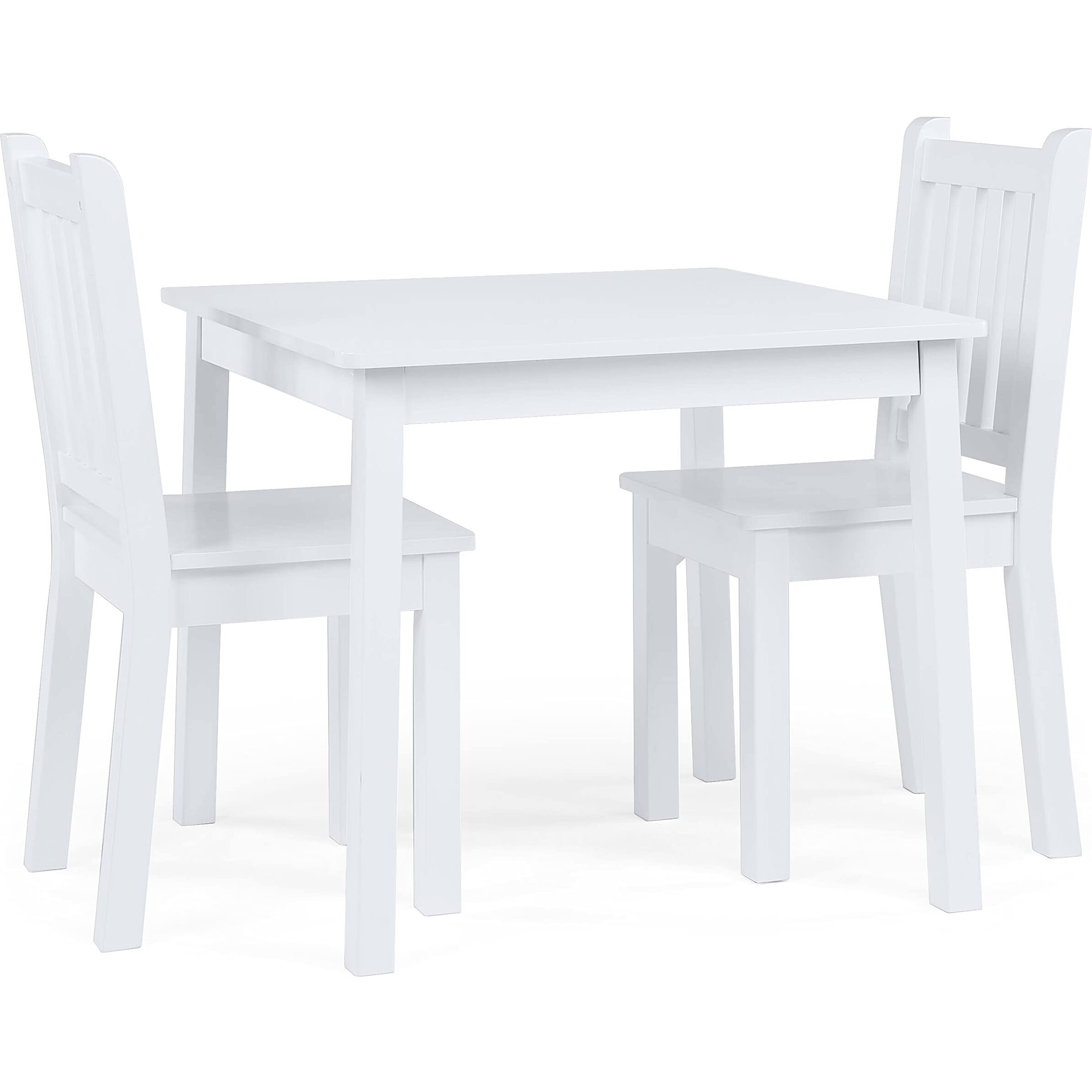 Humble Crew, White Kids Wood Square Table And 2 Chairs Set