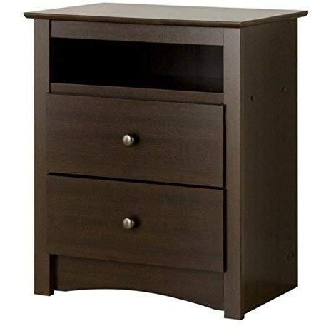 Prepac Fremont 2 Drawer Nightstand With Open Shelf, Bedside Table, Bedroom Furniture, End Table With Shelf, 16D X 2325W X 28H, Espresso, Edc-2428