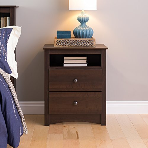 Prepac Fremont 2 Drawer Nightstand With Open Shelf, Bedside Table, Bedroom Furniture, End Table With Shelf, 16D X 2325W X 28H, Espresso, Edc-2428