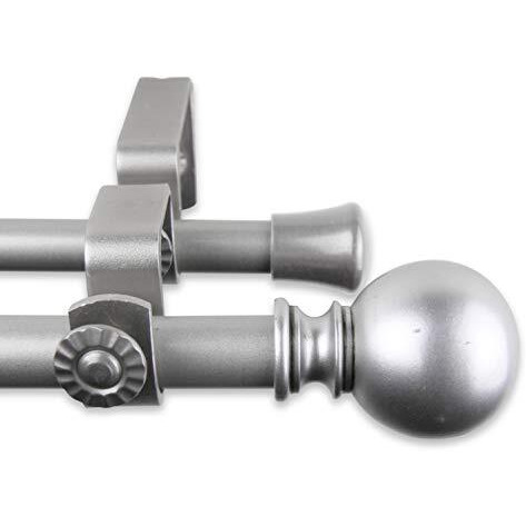 Rod Desyne 5710-845D Luna Double Curtain Rod, 84-120 Inch, Satin Nickel