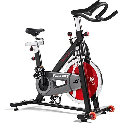Sunny Health & Fitness Indoor Cycling Exercise Bike With Heavy-Duty 49 Lb Chrome Flywheel, Stationary Bike With Customizable Comfort With 275 Lbs. Max Weight - Sf-B1002