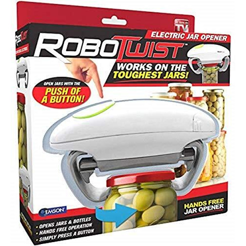 Robo Twist Electric Jar Opener- The Original Robotwist One Touch Electric Handsfree Easy Jar Opener, Works For Jars - As Seen On Tv