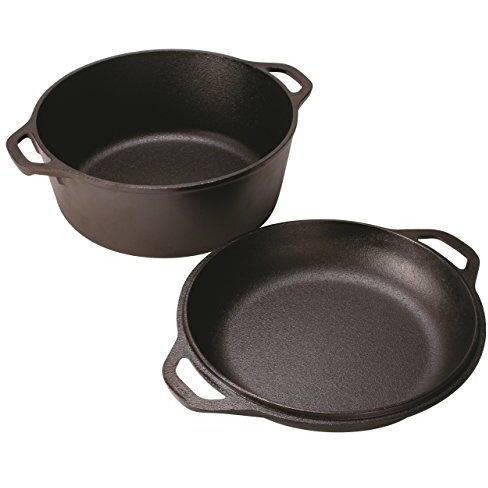 Lodge Cast Iron Serving Pot Cast Iron Double Dutch Oven, 5-Quart