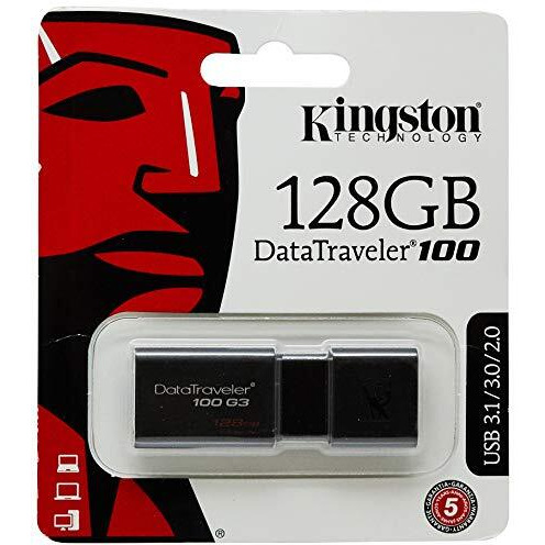 Kingston 128Gb Datatraveler 100 G3 Usb 3.0 100Mb/S Read, 10Mb/S Write (Dt100G3/128Gb)